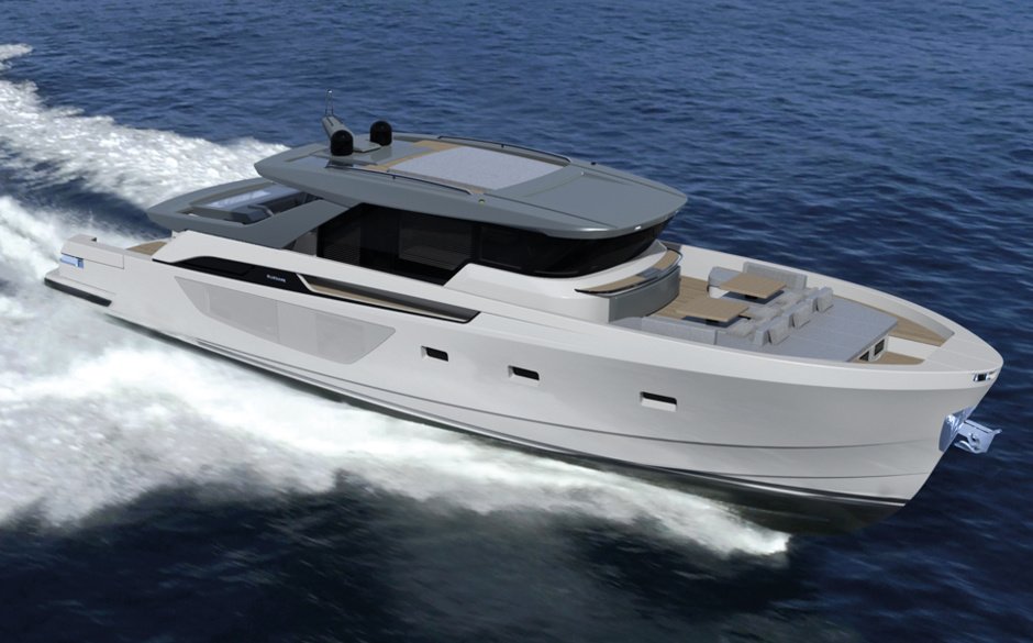 If desired, the Bluegame BGX 70 can be equipped with two or three guest cabins with a master stateroom on a midshipmobile over the entire 5.6-meter-wide hull.