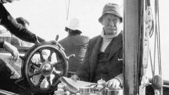 Hurrica V builder William Oliver aboard his brainchild, 1927.