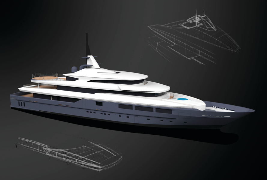 The 65-meter yacht currently under construction at Tankoa Shipyard