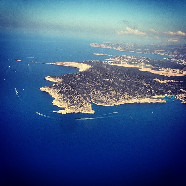 On the flight to Mallorca.
