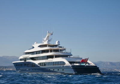 Superyacht Symphony, 101m Feadship departing Gibraltar, also