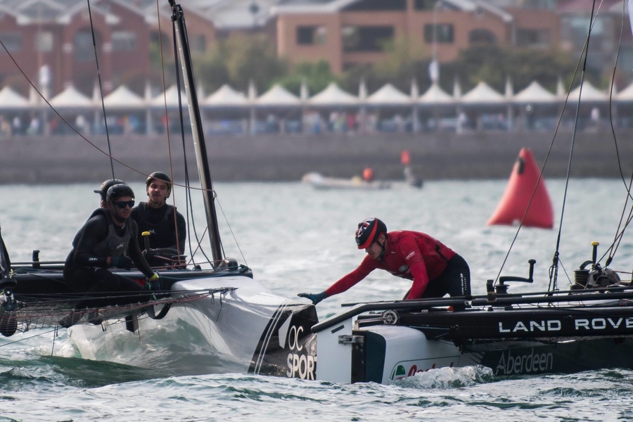 Land Rover BAR Academy and NZ Extreme Sailing Team collision