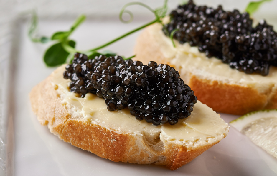 Bruschetta with black caviar