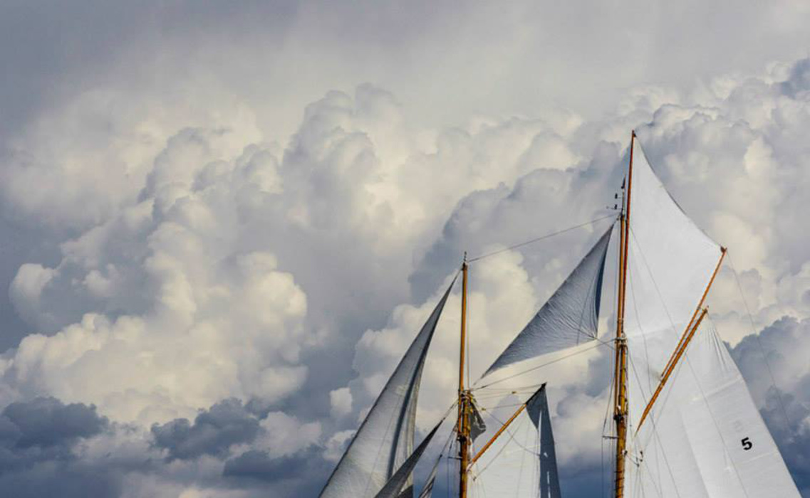 The sky, the sail, the clouds.