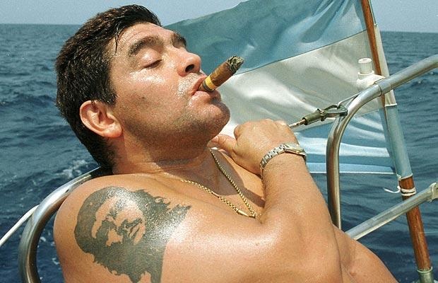 Diego Maradona smokes exclusively from the windward side. And only Cuban cigars.