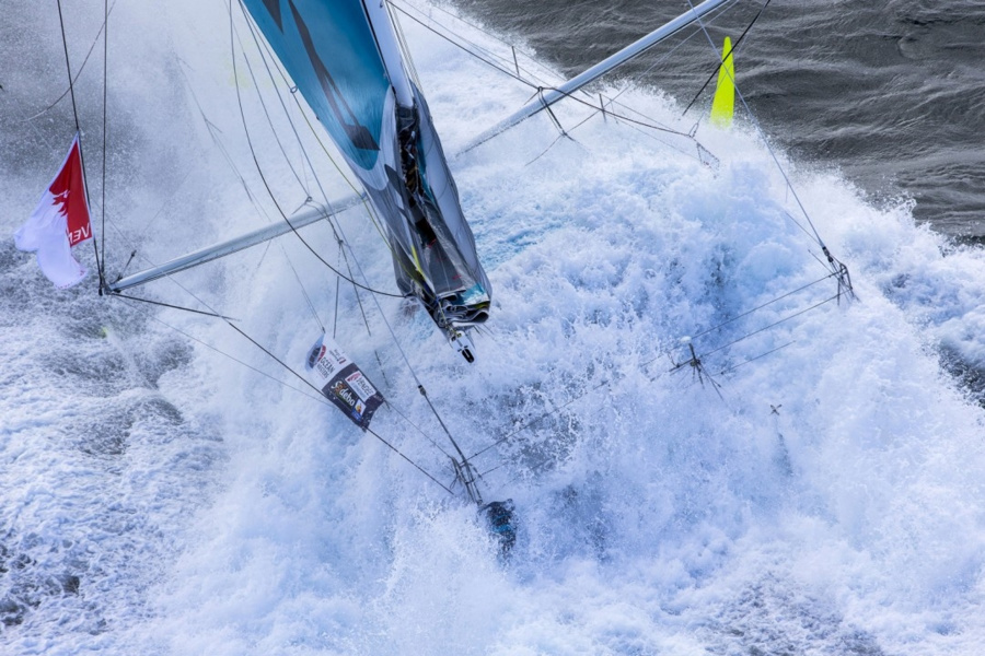 Mirabaud Yacht Racing Image 2016: Jean-Marie Liot. Morgan Lagraviere training before Vendée Globe 2016-2017.