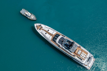 Someday, the newest hull of Custom Line 120 launched in Ancona