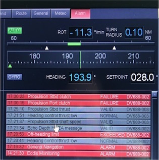 Pictures from the control station during the thruster failure.