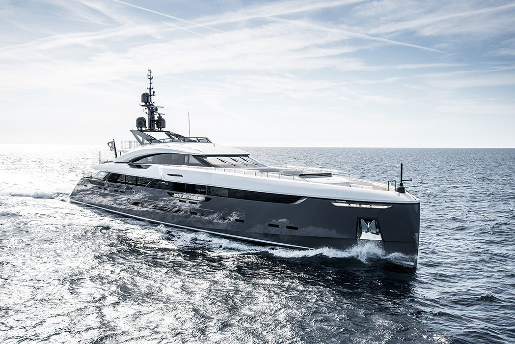 The 63-metre aluminium Utopia IV built by Rossinavi also has something to boast in terms of collecting awards. The only recognition among boats from 40 m and above in the World Superyacht Awards - 2019 is worth it. «Utopia» is light, fast and powerful. With a propulsion system based on four MTU 16V 2000 M96L engines and the same number of water jets, it is worth nothing to gain 33 knots. The interior can accommodate up to 12 guests with six cabins. The coolest place on board after the owner's master suite with a six meter balcony and floor-to-ceiling glass windows is the large 70 sqm beach club.