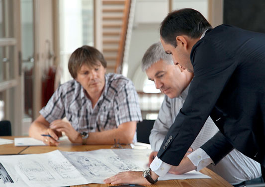 Sergei Dobroserdov, Hugo van Veringen and Eric Speck at the Azure bureau.