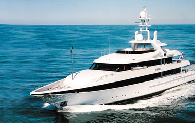 Aerial view of 101.5 metre long motor yacht SYMPHONY, built by the Dutch  shipyard Feadship and