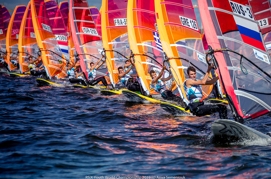 Training before the Olympics. Peter took the Junior Windsurfing World Cup.