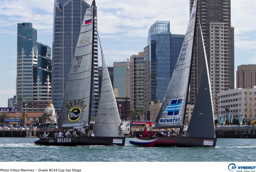 Russian team Synergy yacht RC44 in San Diego.