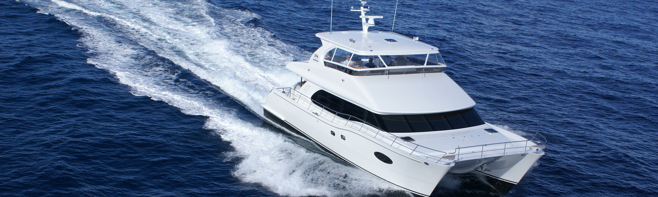 An increasingly popular format, power catamarans offer stability and space with a wide beam and shallow draft.