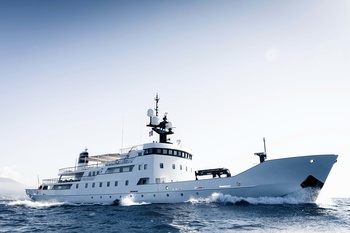 Luxury pension: a Soviet hydrographic vessel turned into a superyacht.