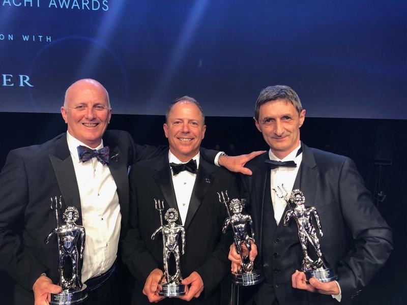 On May 18th one of the most outstanding Croatian captains Claudio Marselic (extreme right) received two awards at the World Superyacht Awards in London for his giant DAR.