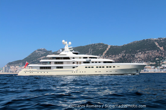 Megayacht Kibo ranks 74th in the world's largest yacht chart.