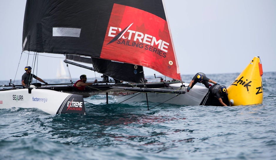 At a stage in Barcelona, Spanish FNOB Impulse joined the Extreme Sailing Series fleet.