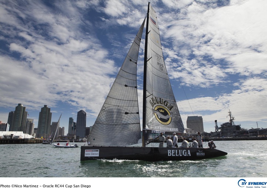 Russian team Synergy yacht RC44 in San Diego.