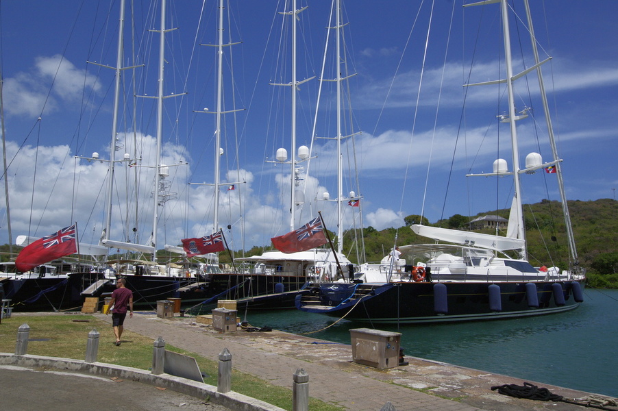 Megayachts in Nelson's Dockyard Harbour