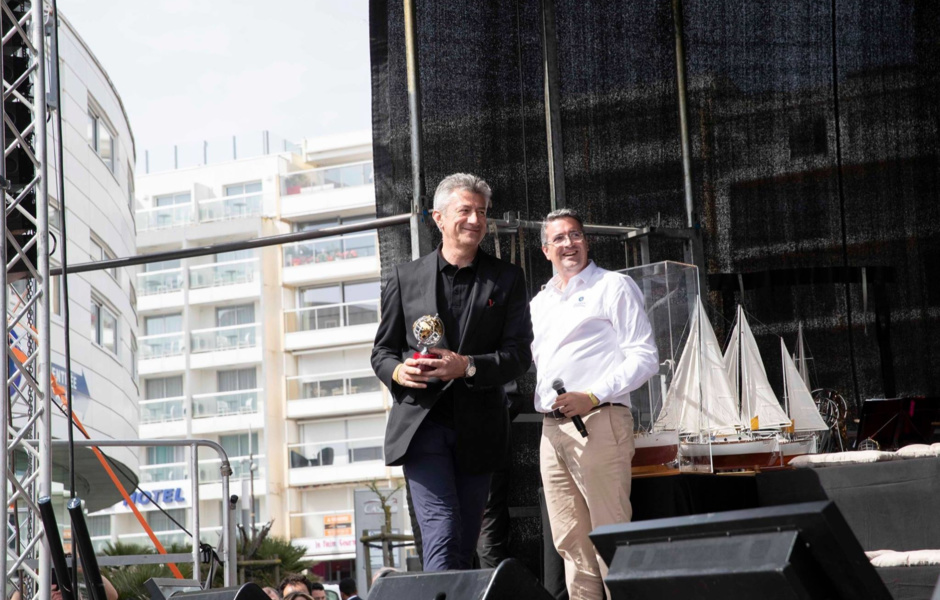 Ertane Bescardes at the celebration of the 50th anniversary of the first solo round-the-world voyage in history in Le Sables d'Olonne.