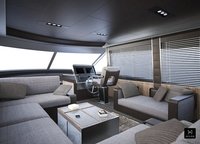 At the lower control post, the skipper will be surrounded by family and friends, enjoying the views from the large panoramic windows of the salon.