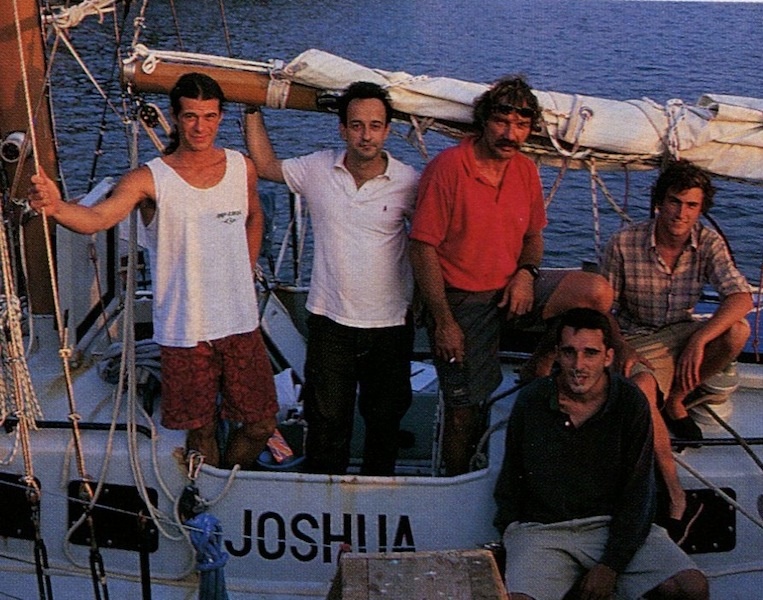 Stefan Moitier (second from left) aboard Joshua.