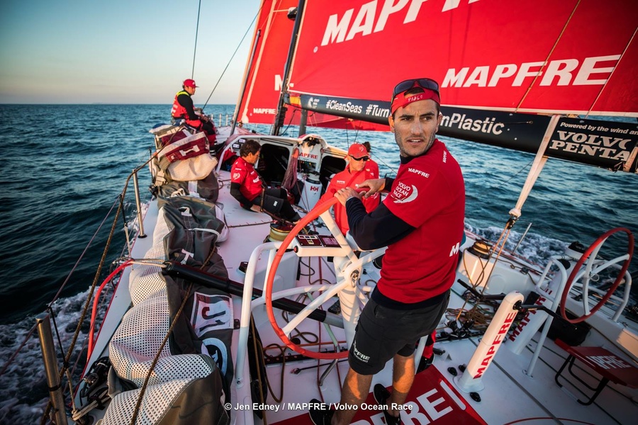 Blair Tuck aboard the MAPFRE