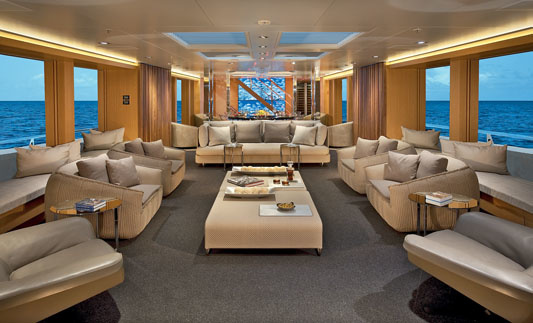 The three-meter screen in the main salon allows you to broadcast any signal, including three-dimensional. If you wish, you can enjoy scenes from marine life: surveillance cameras are installed outside on the yacht.