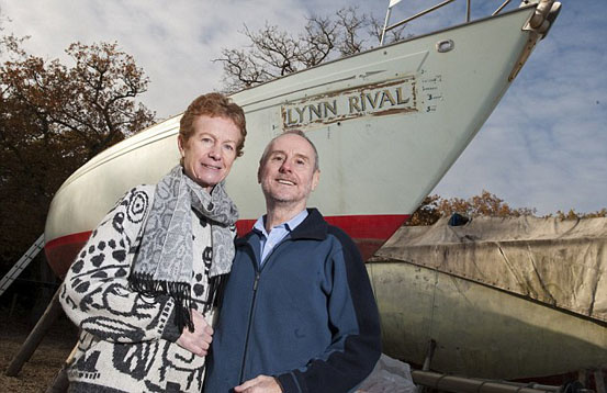 Back together again: Chandler's wife and her boat for the first time since returning from captivity.