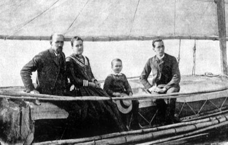 Liberdade and her crew: J. Slocum with his (second) wife Hetty, sons Garfield and Victor.