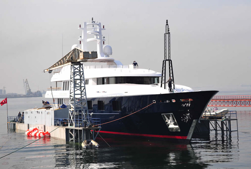 The launch of a 190-foot Baraka. Together with the Turkish shipyard Proteksan Turquoise Paczkowski worked on her interiors. 