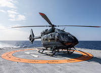 For the latter, a fully certified take-off and landing area at the stern of the main deck is equipped, ready to welcome spin wing machines similar in size to the popular EC145.