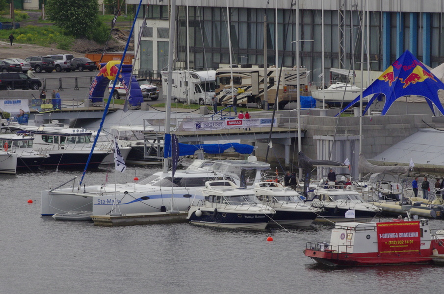 In the foreground is the Wave 58 catamaran.