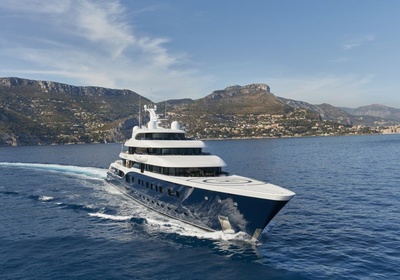 Aerial view of 101.5 metre long motor yacht SYMPHONY, built by the